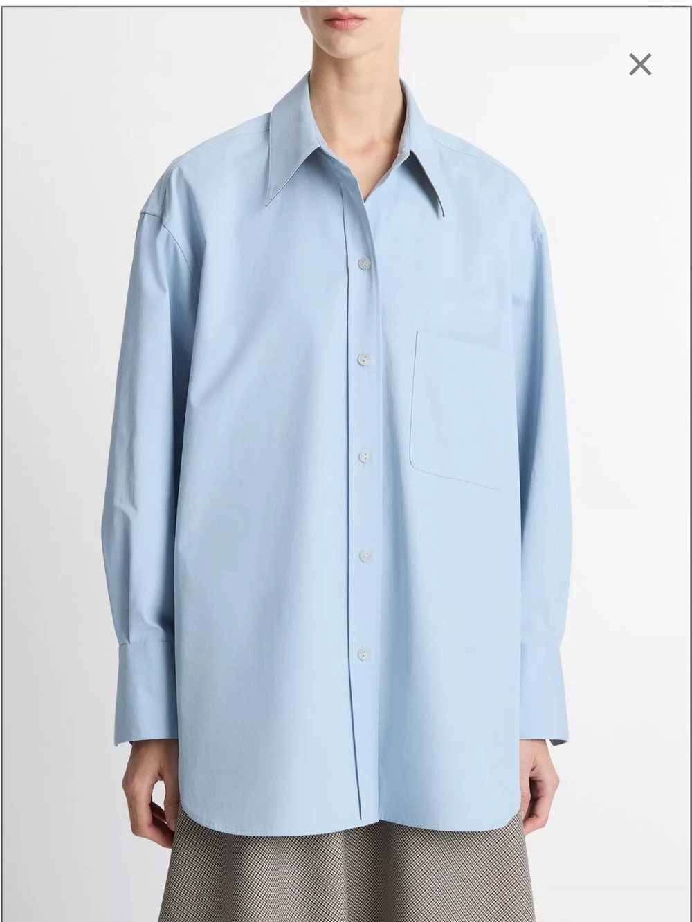 Vince Light Blue Women’s Oversized Button-Up Shirt - Heavyweight Fabric